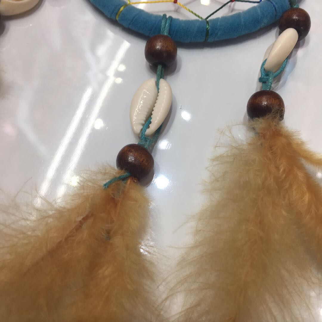 ins创意DIY手工编织少女心蓝色梦幻捕梦网风铃挂饰细节图