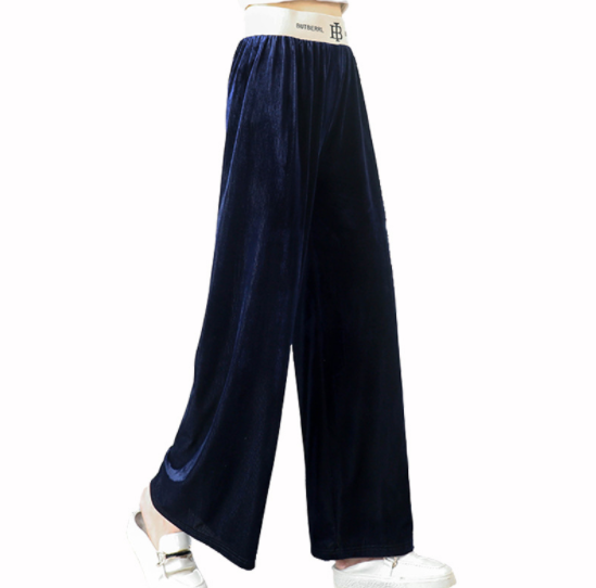 Velvet B-waist wide-leg pants, extended floor-length pants, tall women, children, extra-long straight-leg casual pants, women Specification image