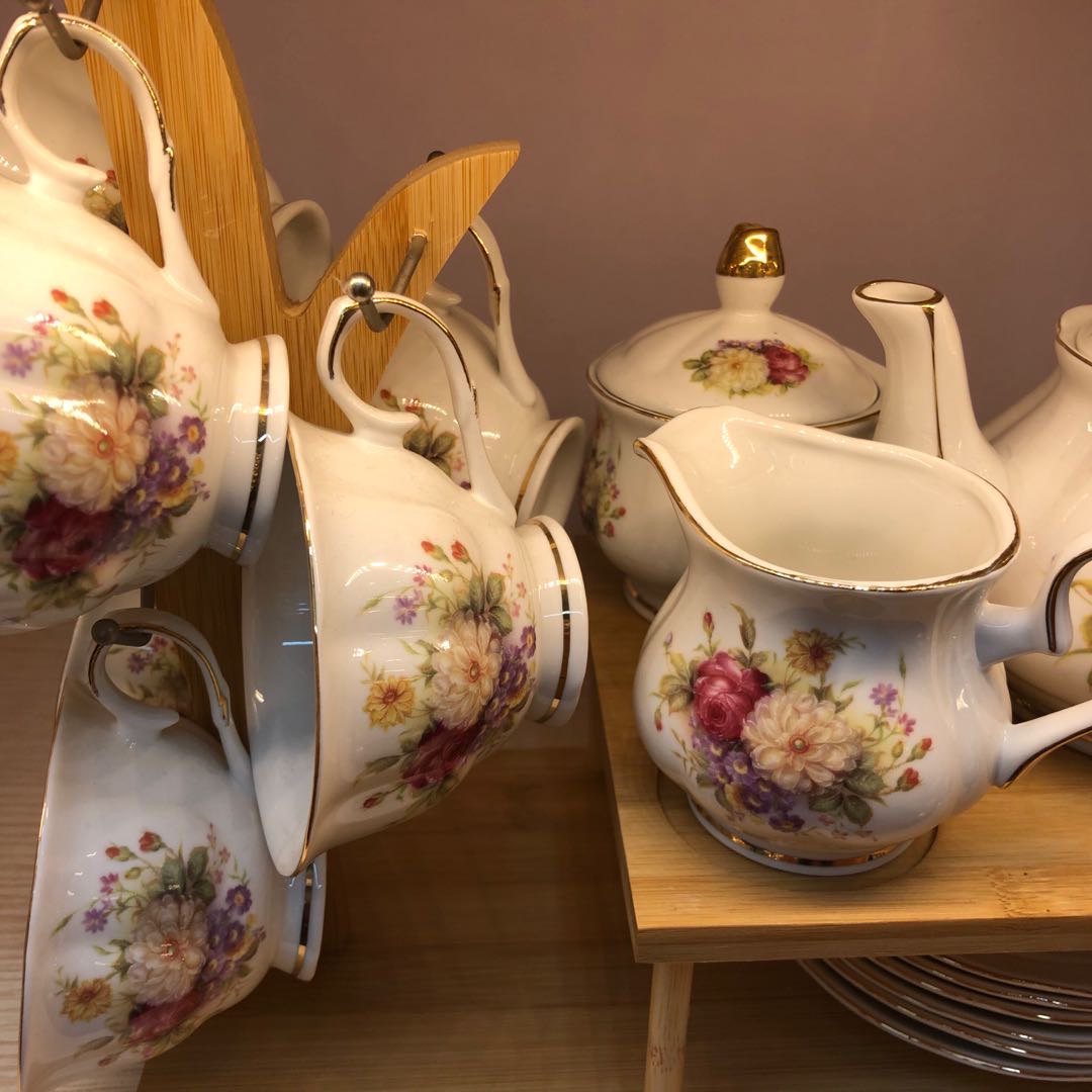 Jintai Craft Flower Ceramic Cups 15-piece Set for Children, teapots, cups and saucers, Creative and trendy water cups, Home coffee cups details Picture