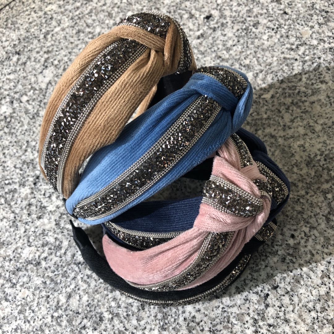 Gaoming factory direct Korean style hundred lap wide edge headband sweet lady with diamond set diamond hair card adult headband sen female 60 thumbnail