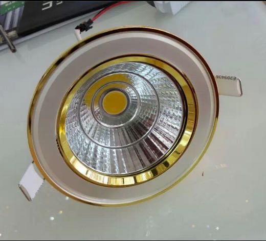Golden-edge led downlight, hole light, aluminum material, living room embedded, painted white ceiling light