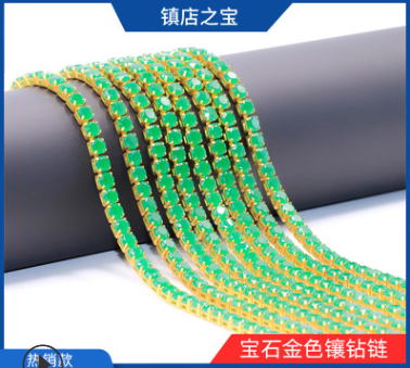Yili zircon claw chain manufacturer brass square claw chain pendant gemstone set diamond DIY accessories thumbnail
