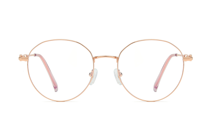 Fashionable anti-blue light computer glasses frame, sweet round flat glasses frame. Women can wear myopia protection glasses Specification image