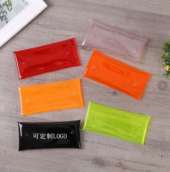 学校透明彩色按扣文具笔袋学生文具