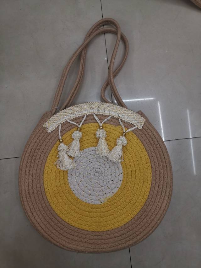 Fashion Influencer Crossbody Single Shoulder Personality Beach Bag Holiday Bag Cotton Woven Bag