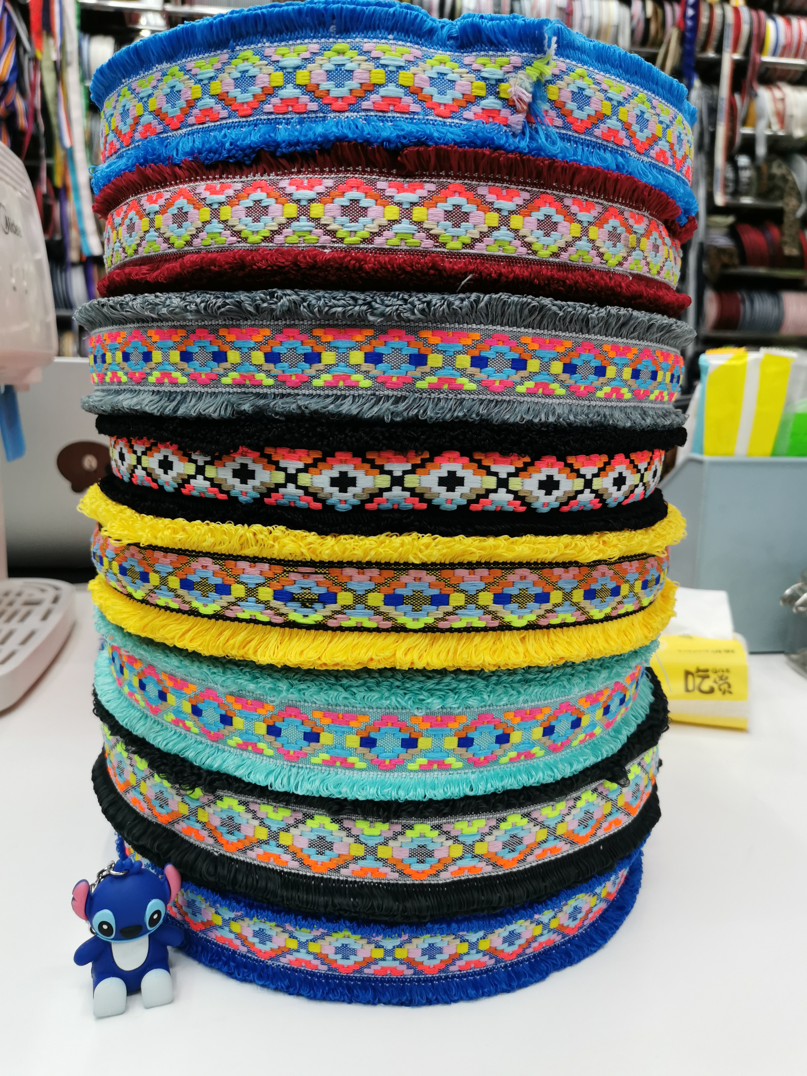 4.5CM polyester ethnic lace ribbon series, woven ribbons, colored ribbons, decorative ribbons, lace in stock Specification image