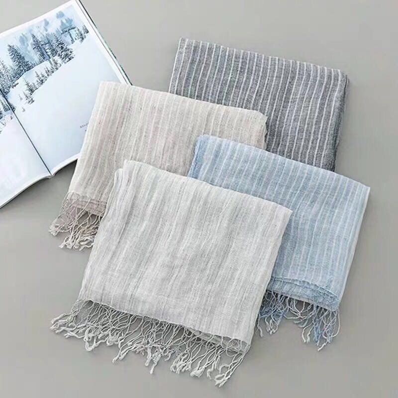 Linen Matching Color Stripes Literary And Artistic Cotton And Linen Scarf For Men And Women Spring And Autumn Thin Shawl Silk Scarf Specification drawing