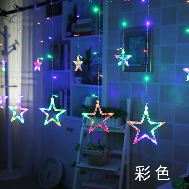 少女LED多彩星星闪灯串灯浪漫房间装饰灯大小五角星冰条图