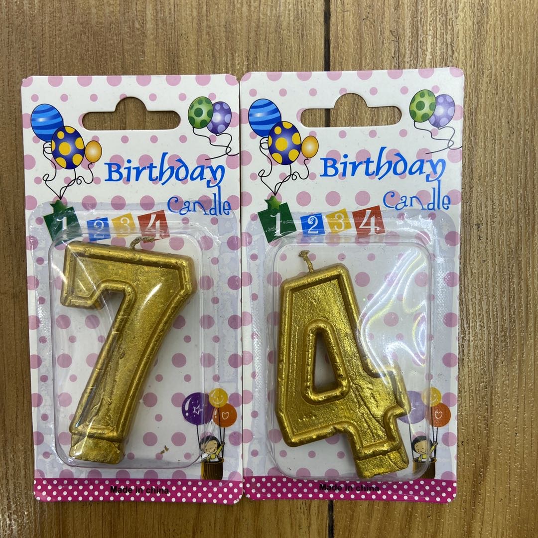 金色数字蜡烛字母生日蜡烛镀金蛋糕PVC盒装创意装饰蜡烛厂家批发