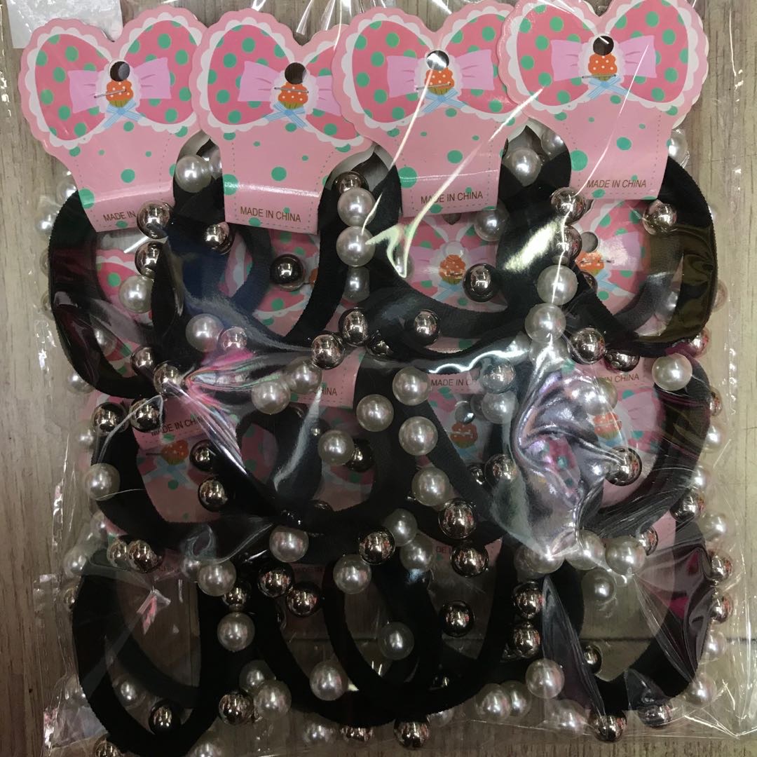 Korean bun head size pearl nails leather band hair accessories all hair band head rope fashion ponytail hair