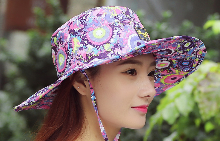 Purple Circle Summer All-Match Outdoor Sunshade Hat Fisherman Hat Collapsible Breathable Large Brim Hat details Picture