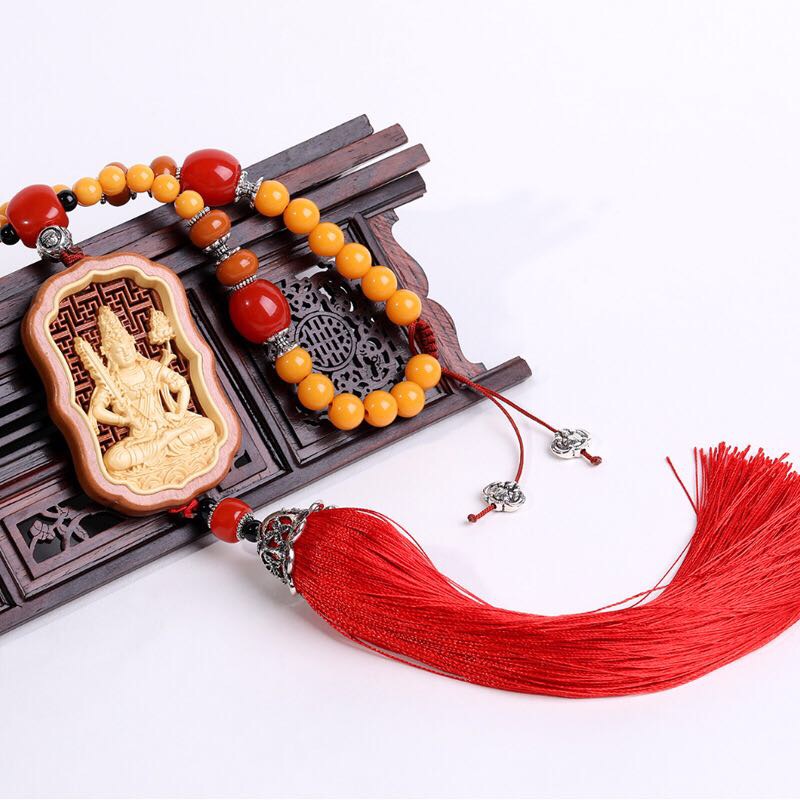 Auspicious ethnic style natural peach wood jewelry, zodiac guardian deity, zodiac Buddha, car pendant Specification image