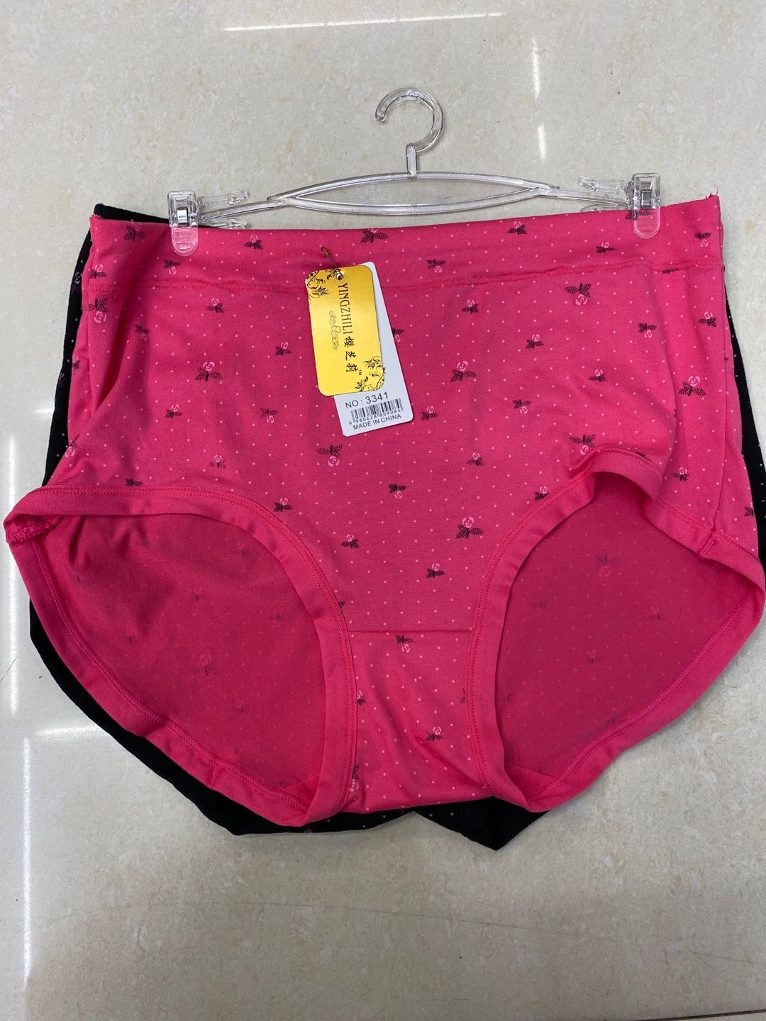 Women's Large Size Cotton Antibacterial Inner Crotch Printed Red High Waist Series Underwear