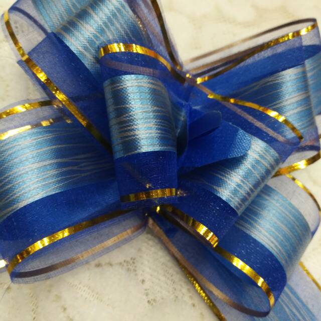 Blue Ribbon Ribbon Decorative Flower Hand-Pulled Wedding Car Decoration Party Birthday Dress Up Ribbon details Picture