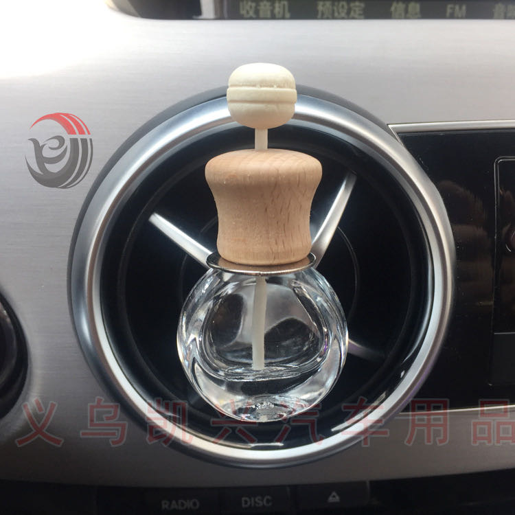 新款原木扁圆出风口香水瓶车载空调香水瓶贴钻毛坯瓶
