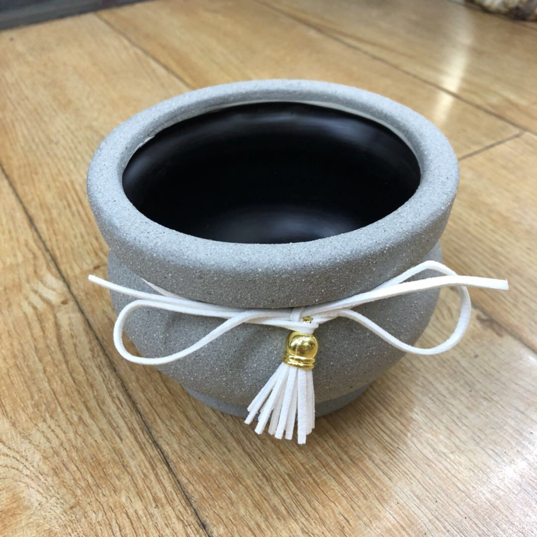 Medium-sized frosted leather antique ceramic flowerpot, large-diameter green plant potted plant, succulent flower base pot