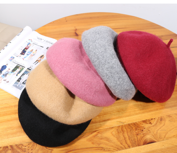 A new Japanese woolen beret, a cute color-blocked pumpkin hat for female students, and a versatile three-dimensional painter hat for autumn and winter Specification image