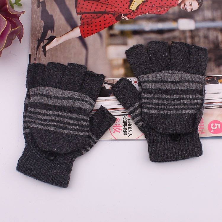 Half-fingered covered gloves, pearl five-fingered gloves, men's flip gloves wholesale, warm protective cycling gloves details Picture