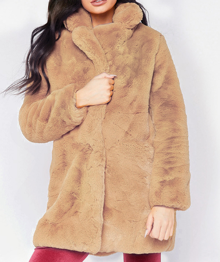 女士时尚潮流百搭保暖仿皮草长款外套细节图