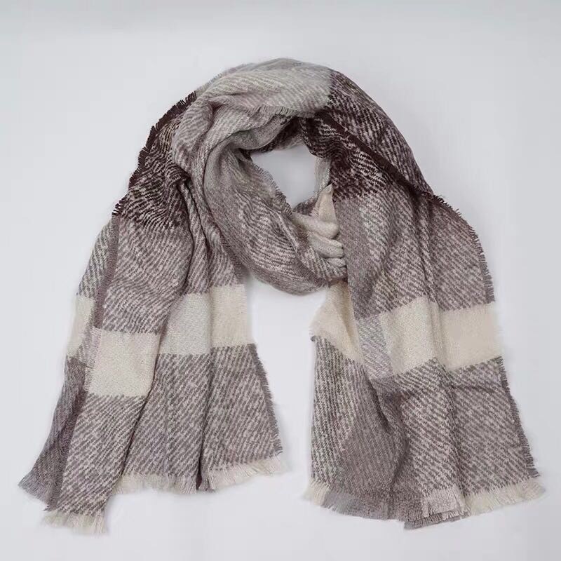 New Elegant Temperament Striped Scarf For Women Autumn-Winter Warm Long Imitation Cashmere Travel Cape