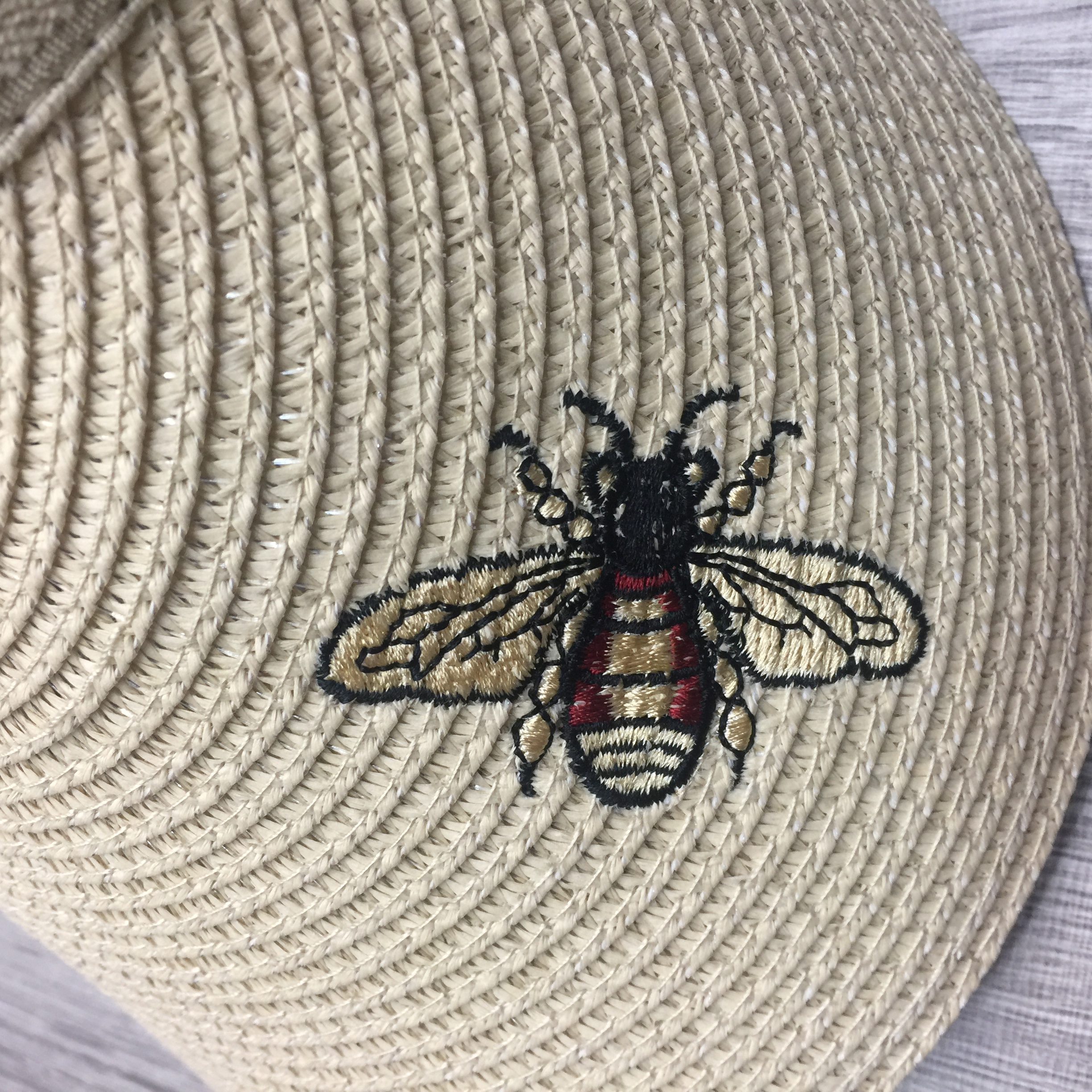 空顶草帽女夏天韩版休闲百搭大沿遮阳帽刺绣蜜蜂鸭舌帽防晒太阳帽产品图