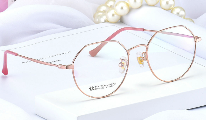 Semi-titanium - β titanium frame, dual-color electroplated myopia glasses, retro glasses details Picture