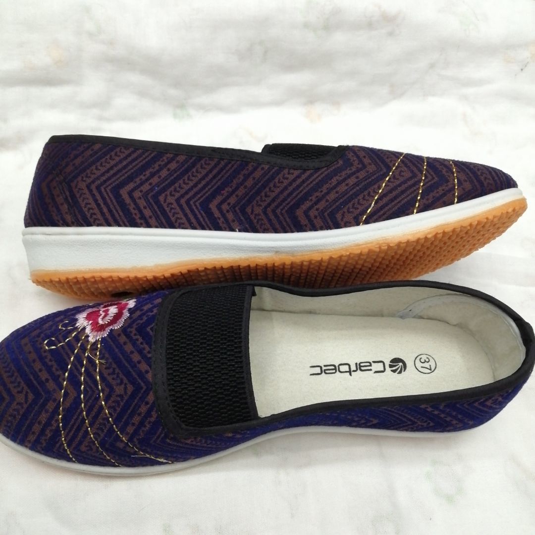 Broken Line Bottom Tattoo Flower New Cloth Shoes Women Work Field Work Anti-Slip Wear-Resistant Soft Sole Single Shoe Rubber Shoes Tendon Sole Shoes For The Elderly Specification drawing