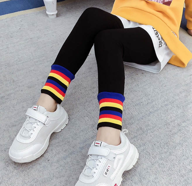 Girls' leggings with fleece on top, stylish spring thin fleece children's spring collection 2020 new spring and autumn thin pants details Picture