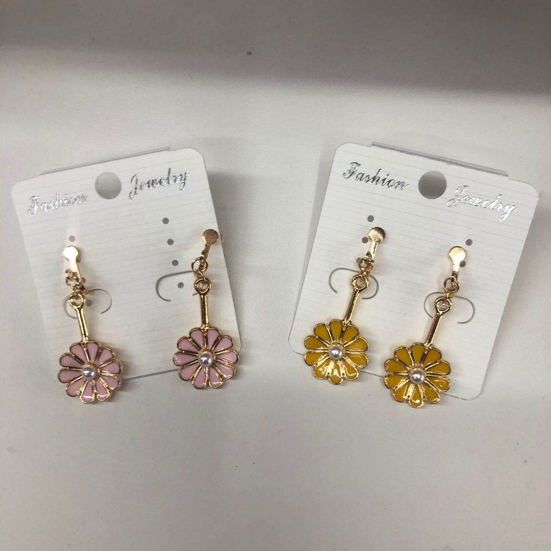 韩国东大门小清新糖果色小花朵长款流苏耳环时尚耳饰