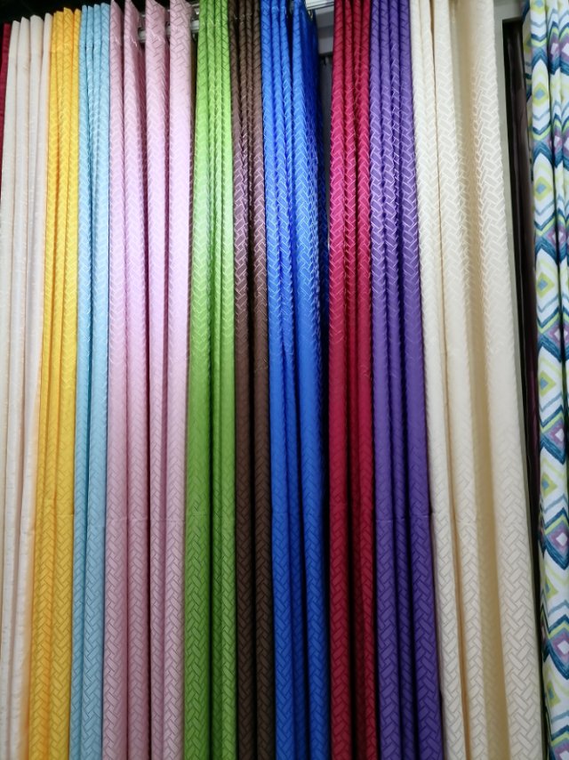 Jacquard curtain fabric in solid color, simple style, custom heat insulation and sunshade for living room, rented bedroom