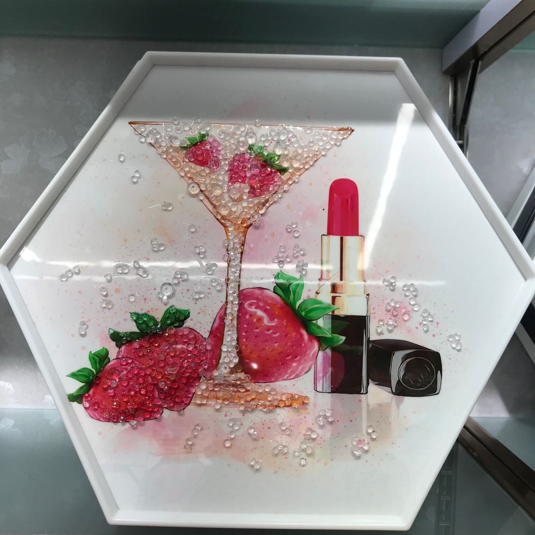 晶瓷画现代客厅装饰画沙发背景墙壁画轻奢镶钻装饰画风水鹿三联画