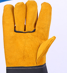牛皮电焊手套防烫隔热焊接半皮手套二层牛皮革袖焊工手套详情图2