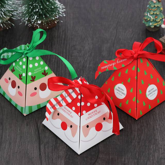 圣诞礼盒礼品盒礼物盒韩式礼盒批发三角小号圣诞节礼品包装盒细节图
