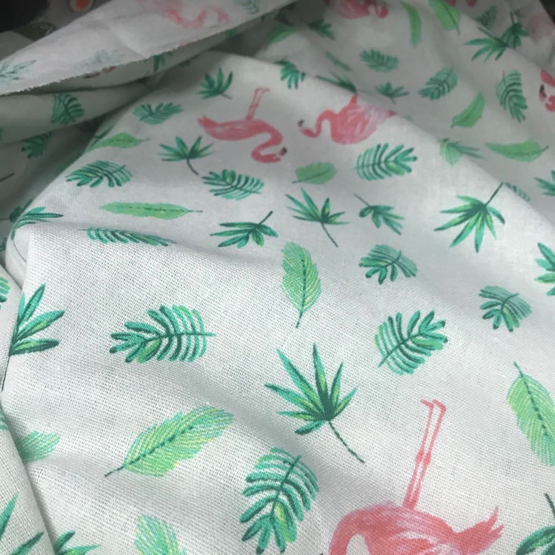 Red Flamingos Imitation Linen Printing Cloth Cotton Linen Printing Clothing Cloth Restaurant Tablecloth Decorative Dress Floral Fabric