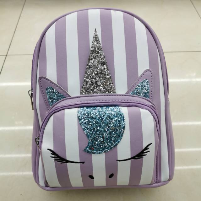休闲少女独角兽背包书包双肩包pu女包双肩包