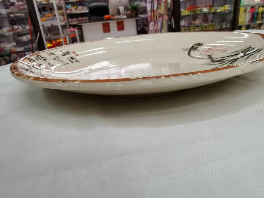 High-Grade Melamine Imitation Porcelain White Round Dish Plastic Disc Platter Fast Food Cover Rice Buffet Plate Dish details Picture