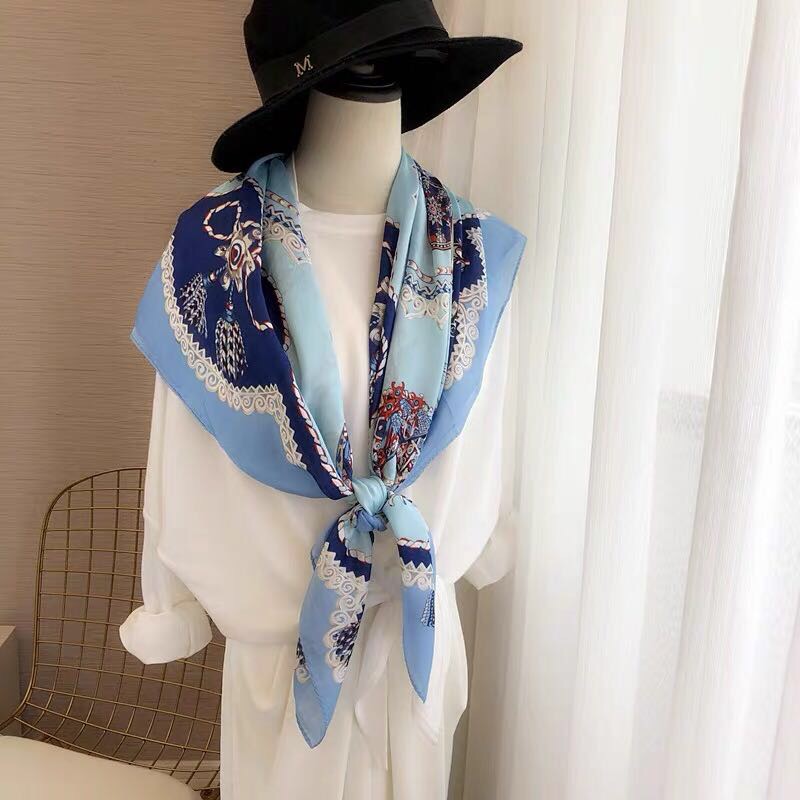 Dual-Use Gift Silk Scarf Square Beach Shawl details Picture