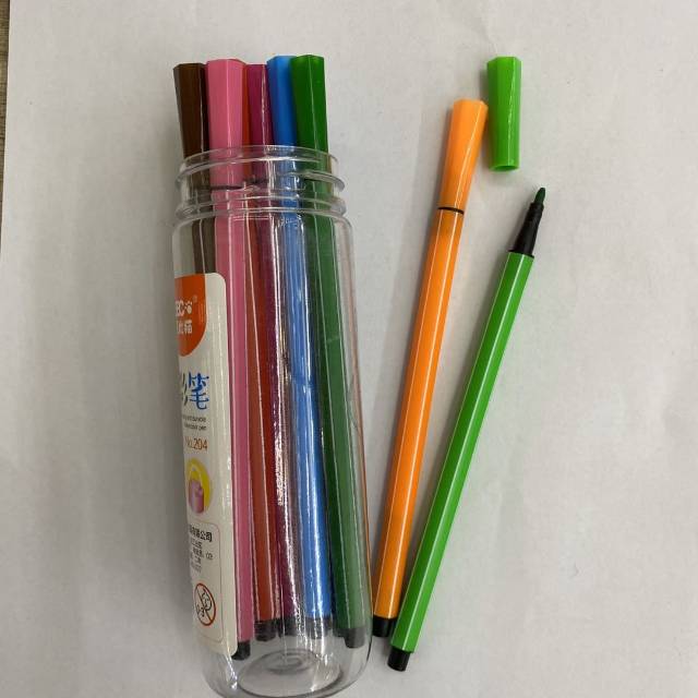 Barbie Cat Bucket Series Watercolor Pens for Primary School students Color Set, Safe and non-toxic hand-drawn Double-head soft-head Doodle Gift 204 Specification image