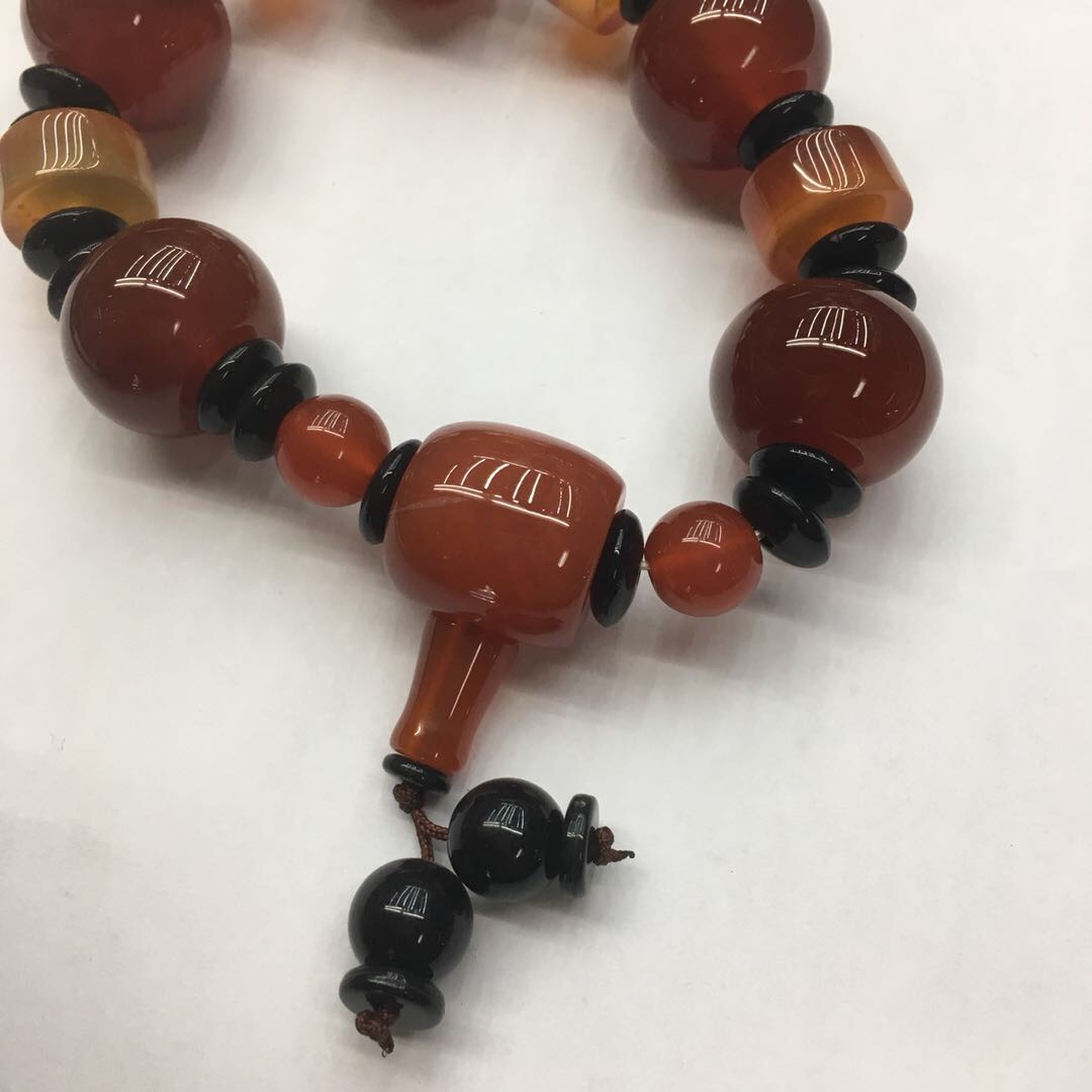 Red agate bracelet for men, silk agate bracelet, Sky beads, Buddha beads, Excellent Gift, high-end customization, Zhiwen 084 details Picture
