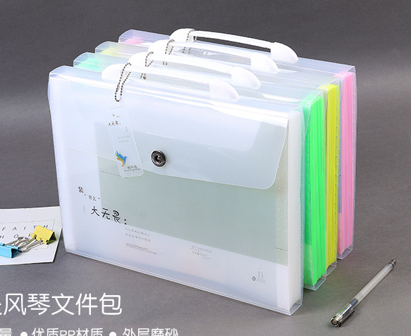 A4学生试卷分类手拿包手提铜扣风琴包