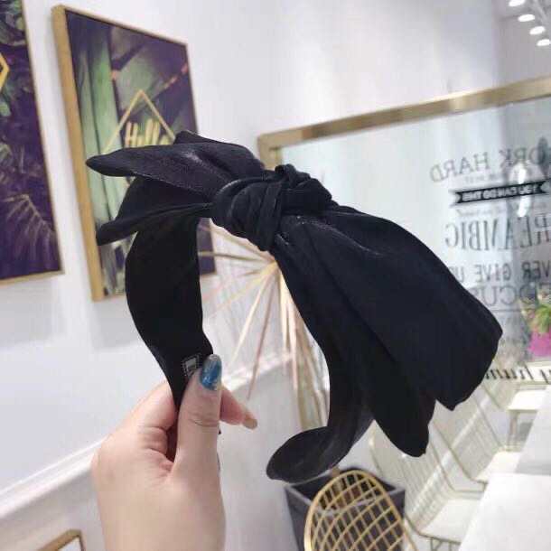 Korean double - layer fabric with large bow wide - edged headband details Picture