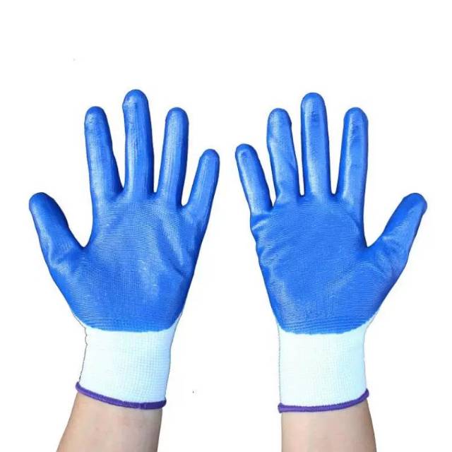 Green work grease - proof industry thickened impregnated nylon 13 needle butyl fine protective labor protection gloves