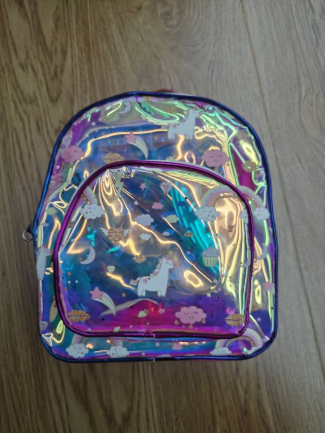 独角兽梦幻印花pu儿童防水双肩包