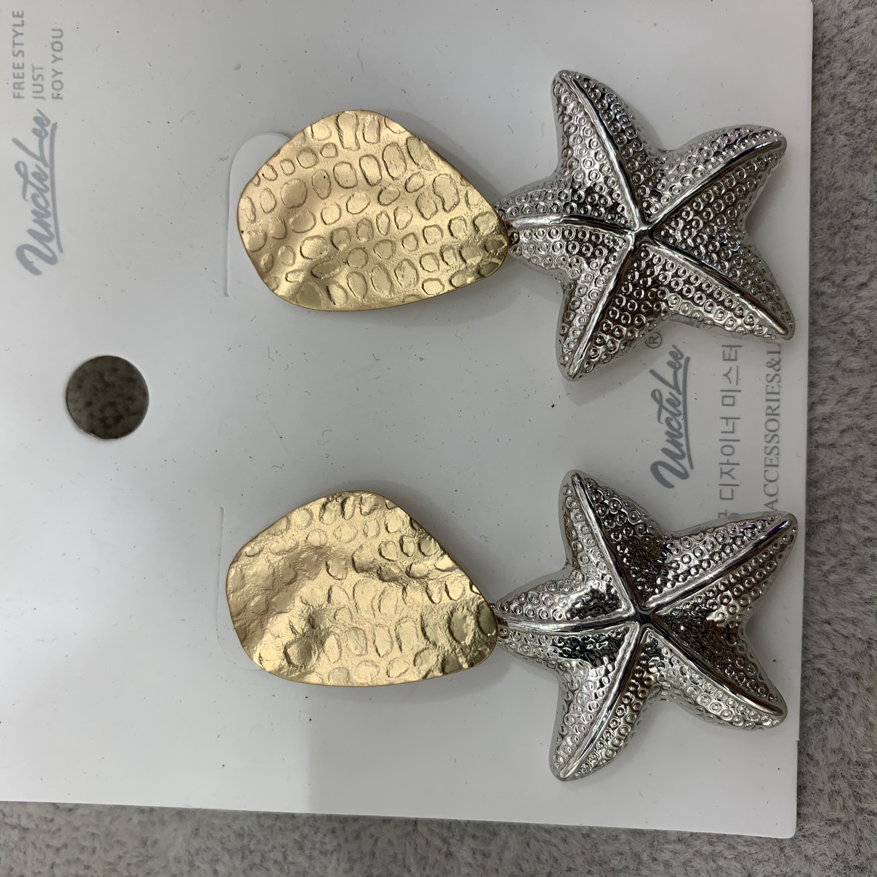 海星耳环彩色铁ABS材质环保时尚潮流百搭耳饰细节图