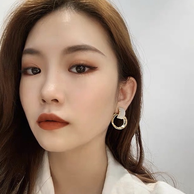 Korean minimalist geometric ring nested earrings and earrings are cute, sweet and elegant Specification image