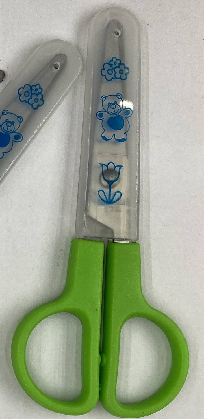 Baihang Stationery Student Protection cover Scissors, children's Scissors, spring Scissors, box set, discounted set Specification image