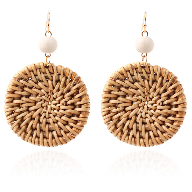 Bohemian resort amorous feelings art brigade shoot earrings seaside fashion joker handmade rattan exaggerated earrings thumbnail
