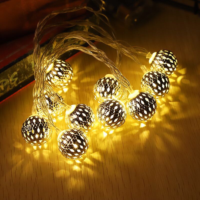 LED彩灯铁皮球灯串圣诞节日婚庆橱窗房间装饰星星灯详情图3