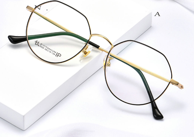 Semi-titanium - β titanium frame, dual-color electroplated myopia glasses, retro glasses Specification image