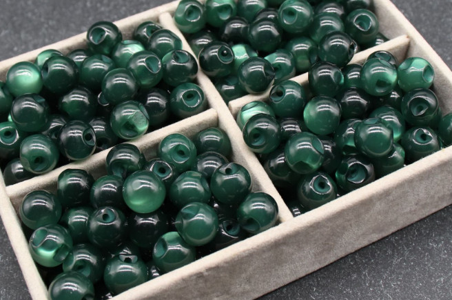 Cheongsam Resin Imitation Jade Button Tang Hanfu Cheongsam Dark Eye Button Off-Hole Pearl Light Can Be Dyed Round Bead Button Specification drawing
